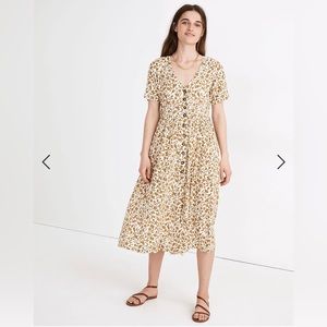 Madewell Button-Front Midi Dress in Batik Vine, Size Small